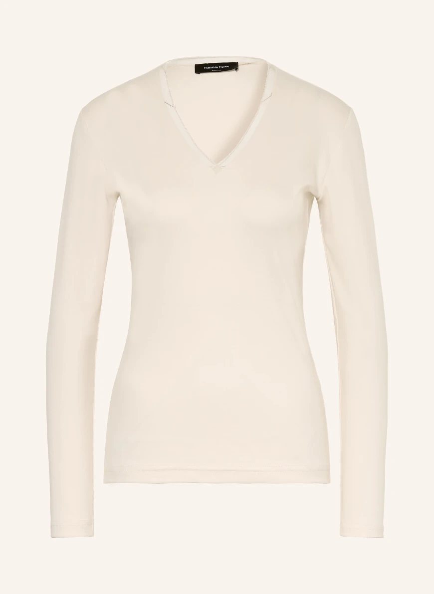 FABIANA FILIPPI Long-sleeve shirt with decorative beads ECRU