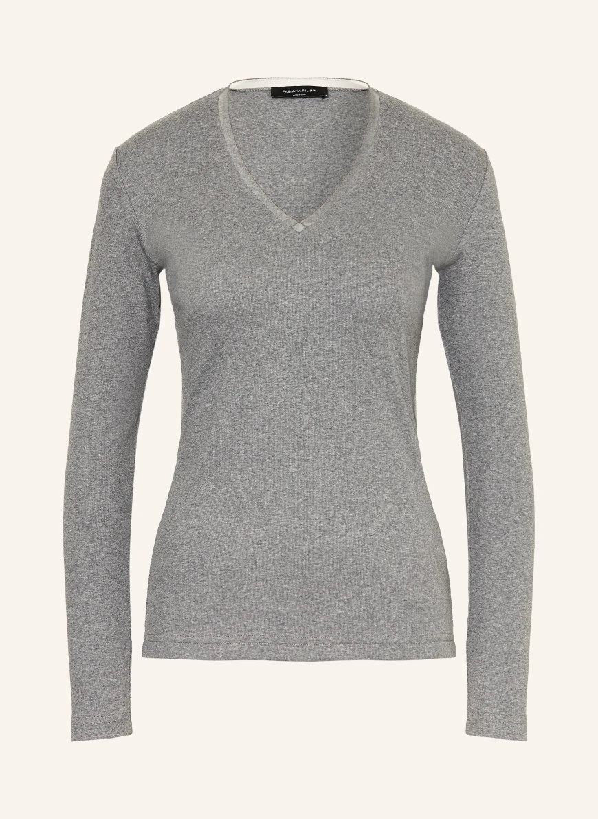 FABIANA FILIPPI Long-sleeve shirt with decorative beads DARK GRAY