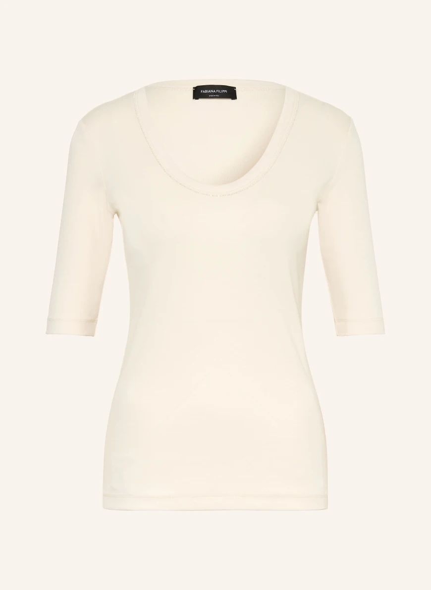 FABIANA FILIPPI T-shirt with decorative beads ECRU