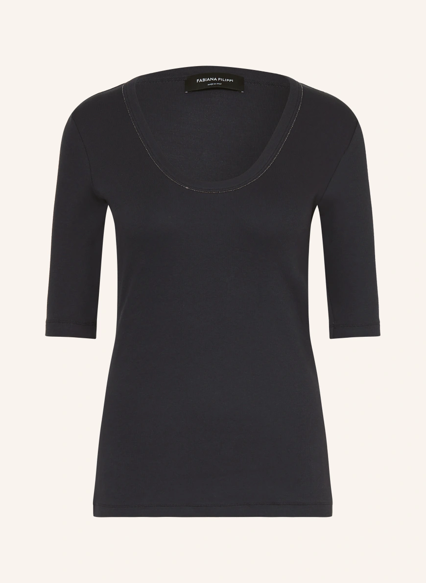 FABIANA FILIPPI T-shirt with decorative beads DARK BLUE