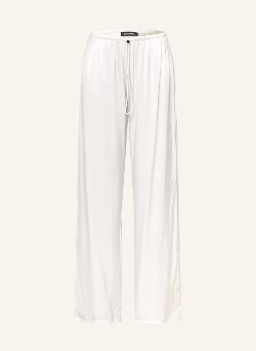 black palms LINGY Satin Wide-leg Trousers WHITE