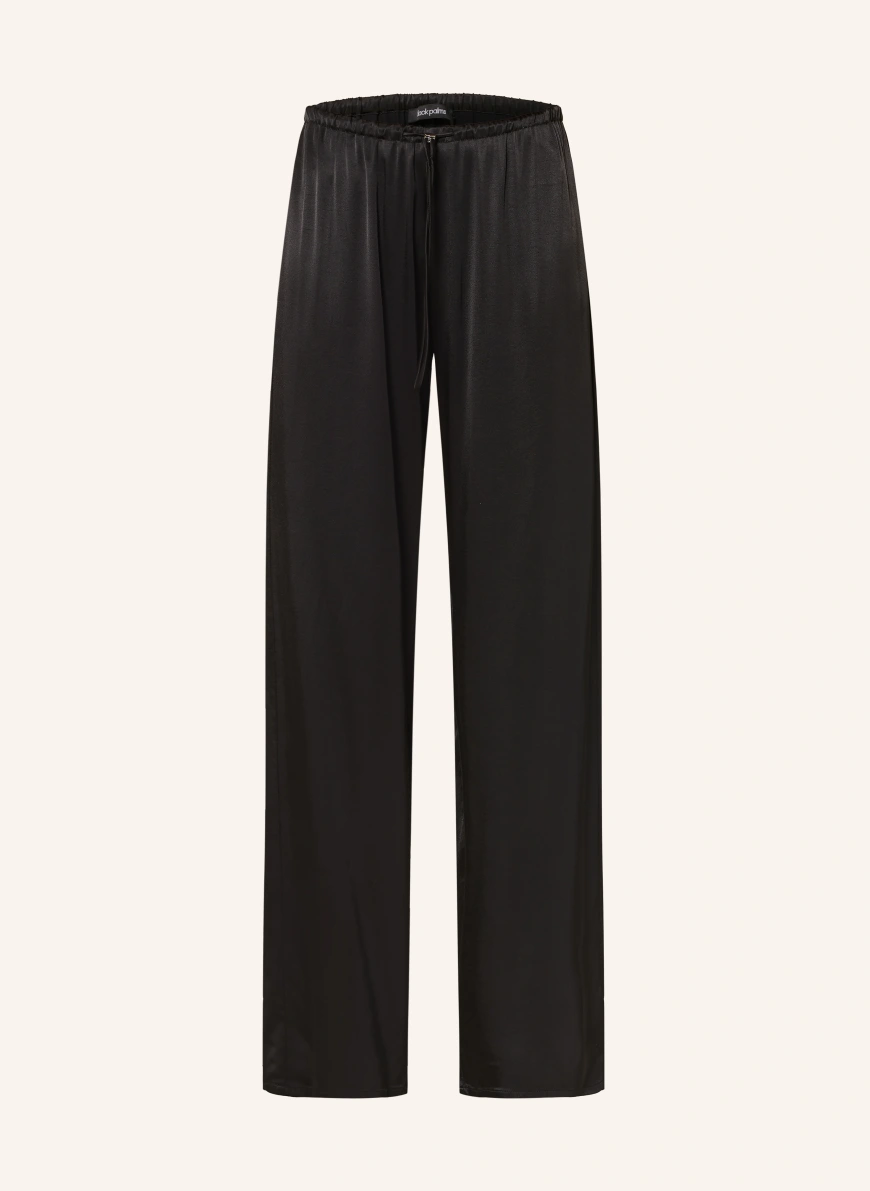 black palms LINGY Satin Wide-leg Trousers BLACK