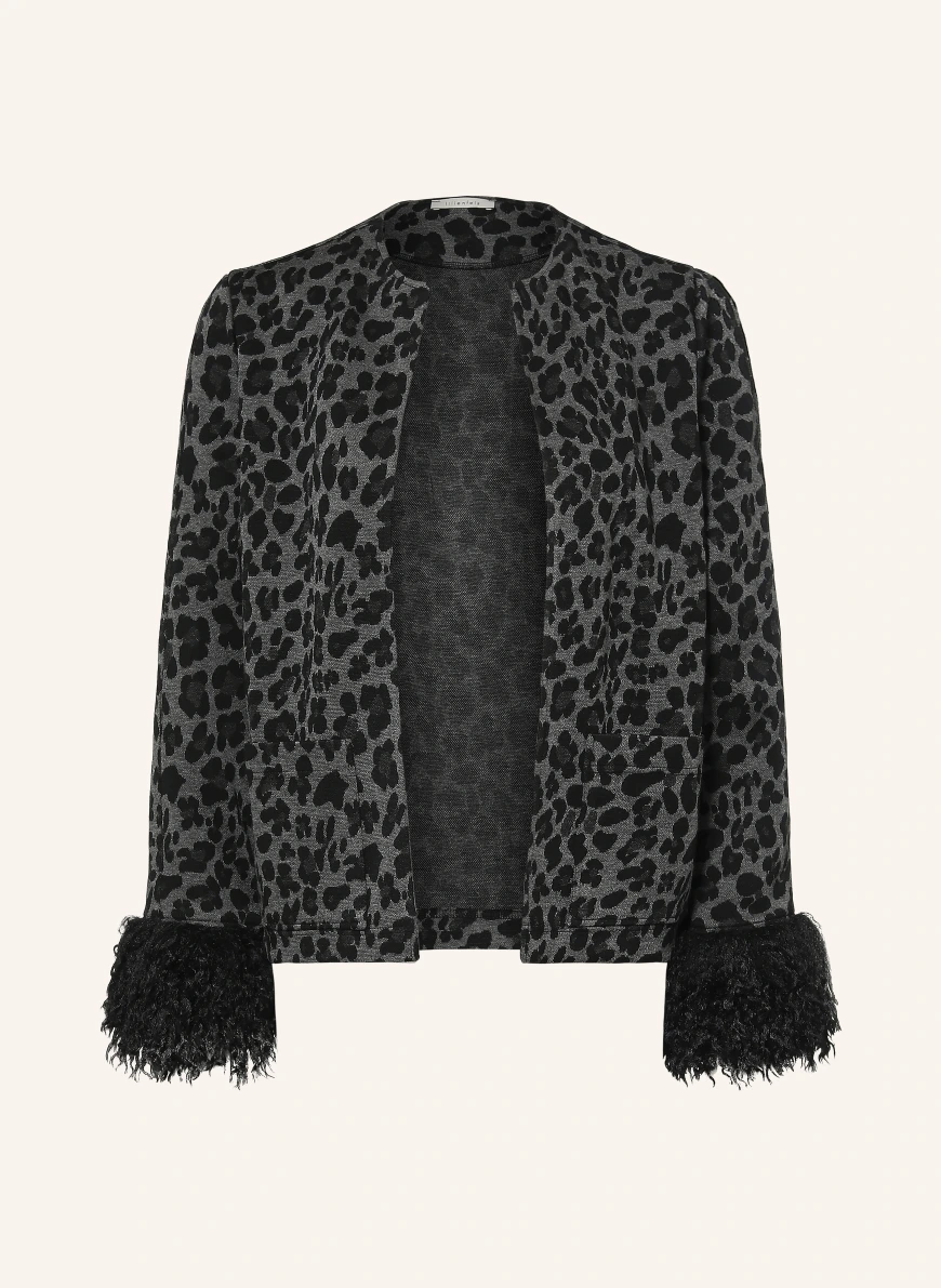 lilienfels Strickjacke mit Kunstfell SCHWARZ / GRAU