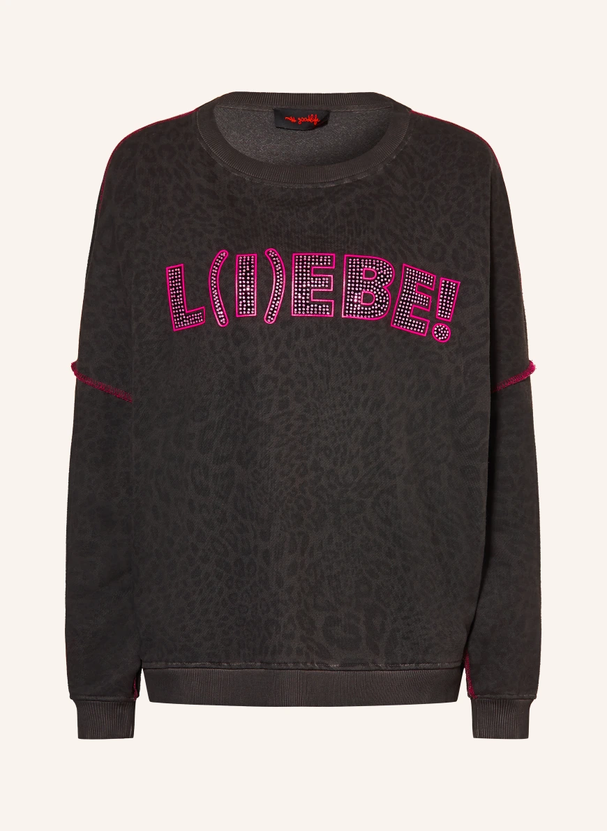 miss goodlife Sweatshirt mit Schmucksteinen GRAU / PINK / SCHWARZ