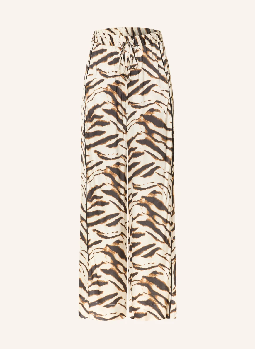 GANNI Marlenehose aus Satin HELLBRAUN / BRAUN / SCHWARZ