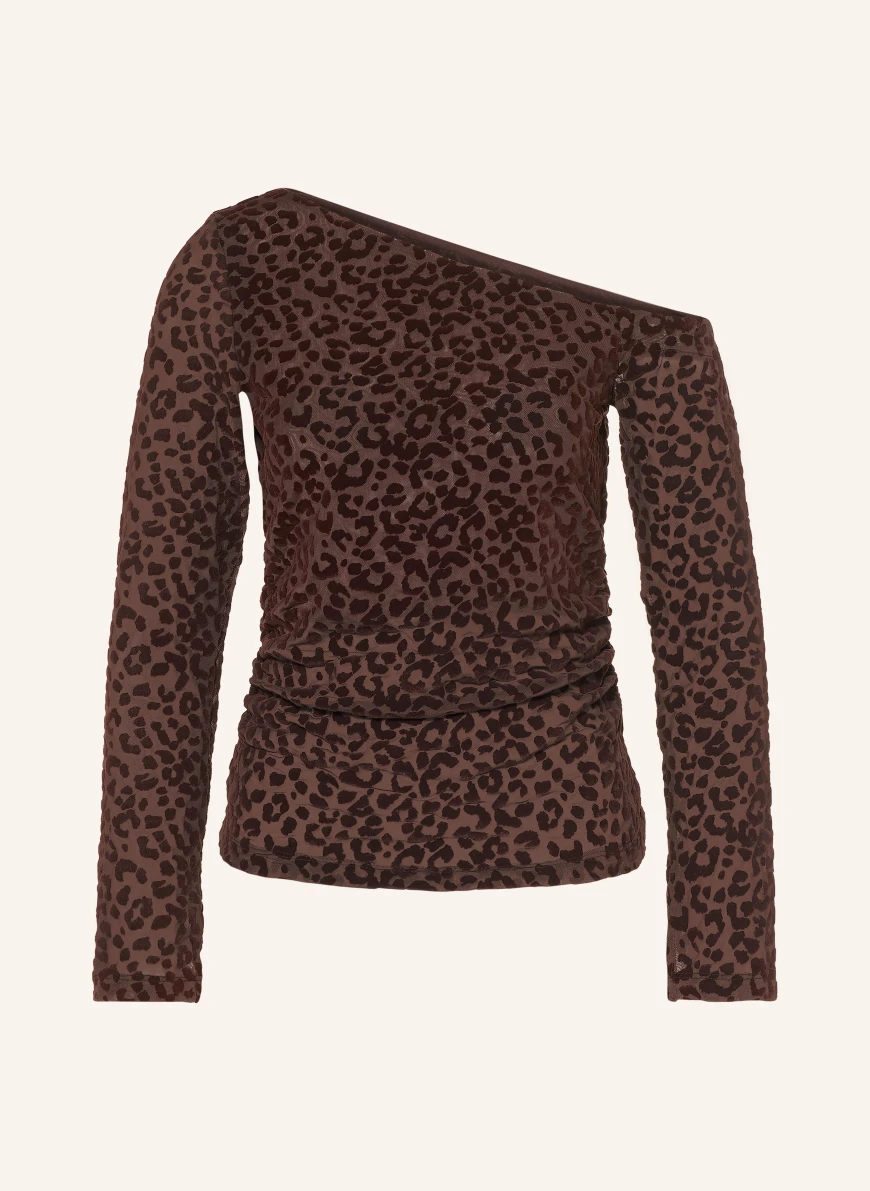 ALLSAINTS One-Shoulder-Bluse MIMI aus Mesh BRAUN / DUNKELBRAUN