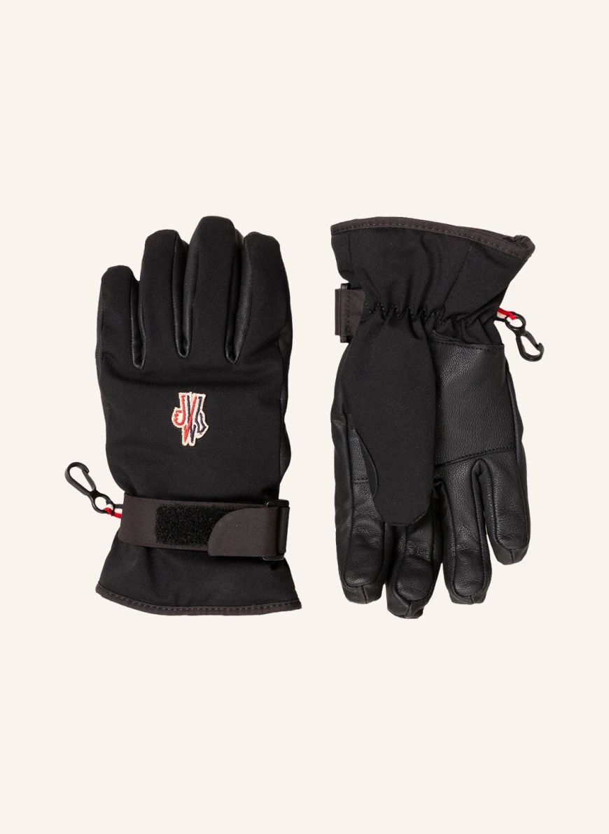 MONCLER enfant Skihandschuhe mit Leder in schwarz