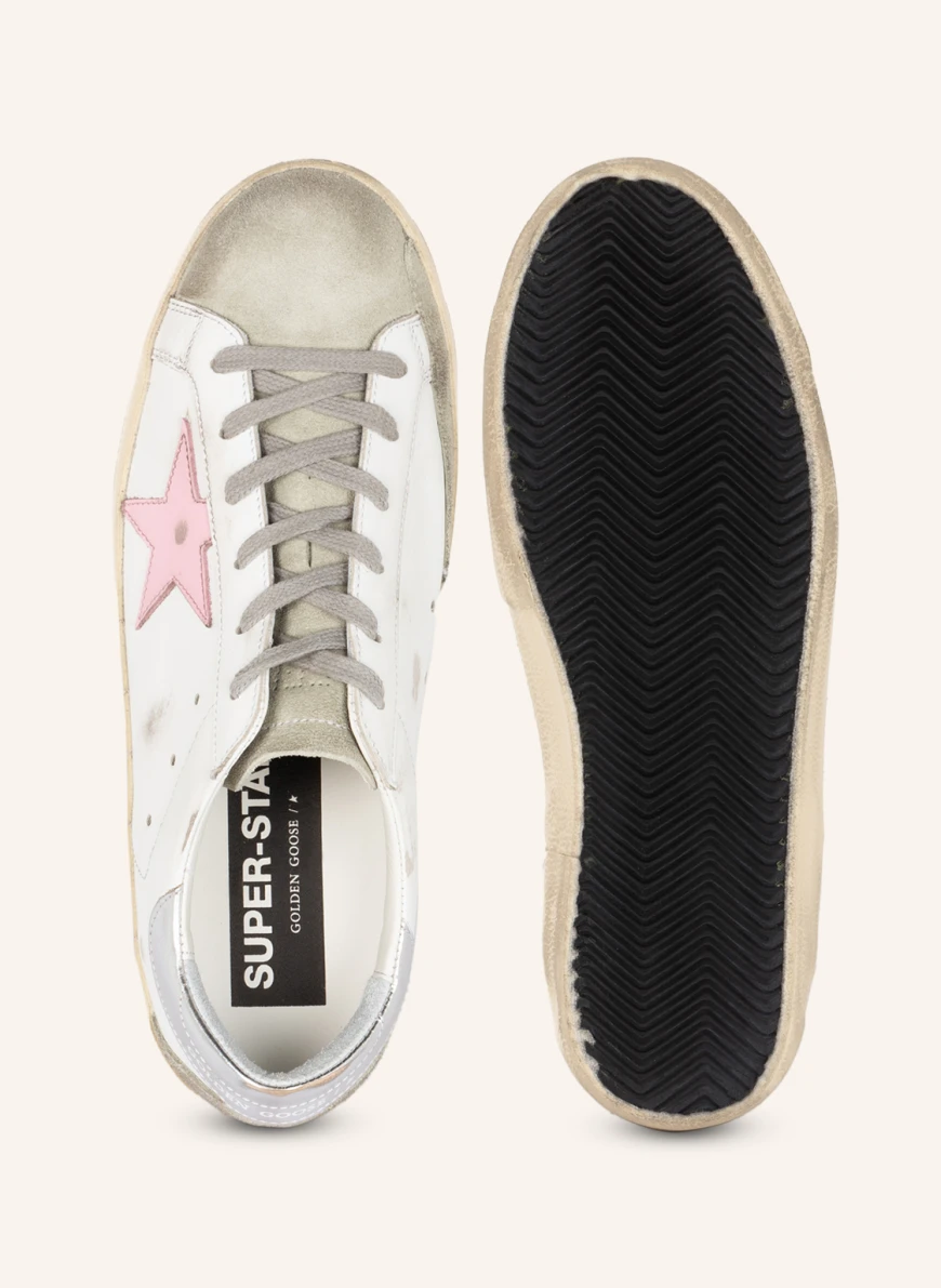 GOLDEN GOOSE Sneaker SUPER-STAR in weiss/ rosa/ silber