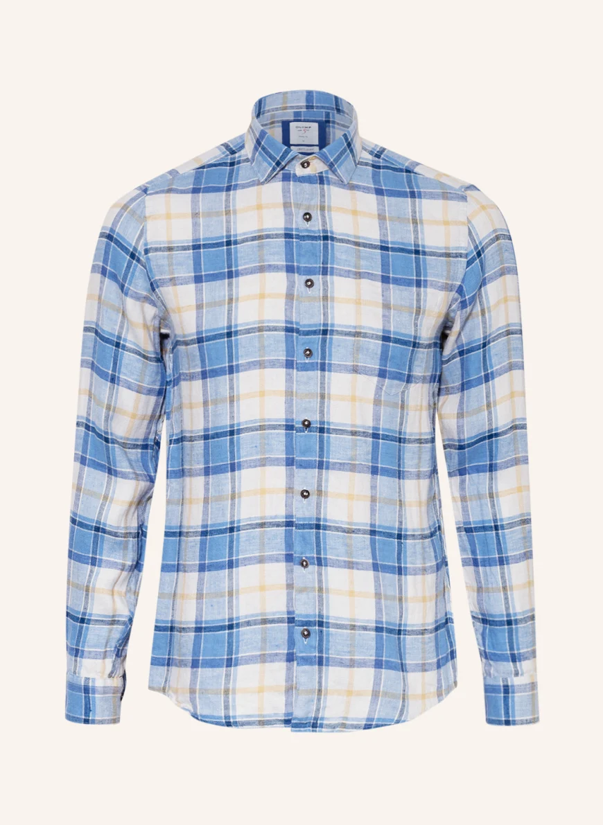 OLYMP Leinenhemd Level Five body fit in creme/ hellblau/ gelb