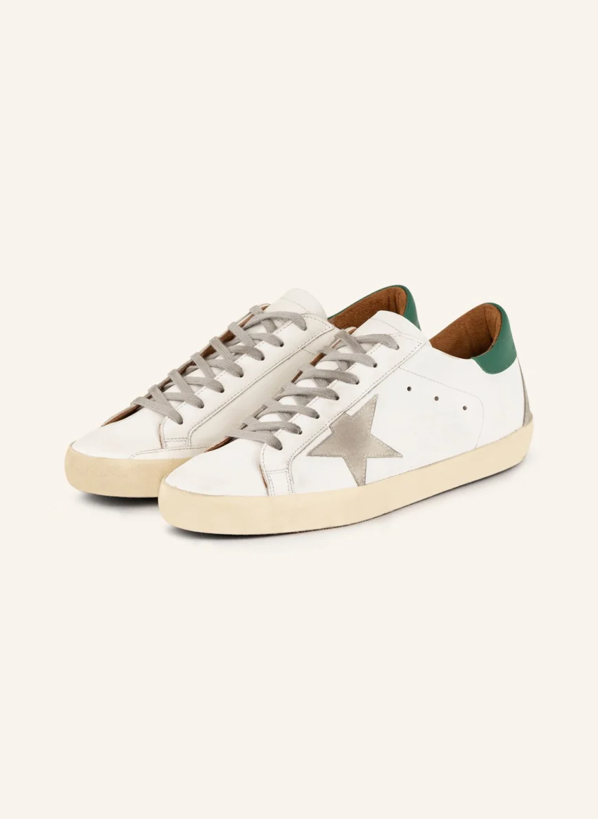 GOLDEN GOOSE Sneaker SUPER-STAR in weiss/ grün/ hellgrau