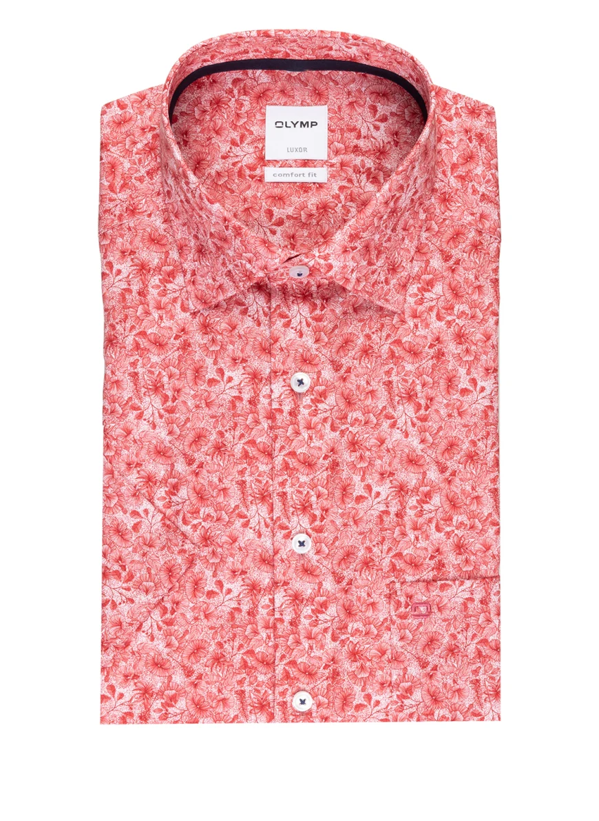 OLYMP Kurzarm-Hemd Luxor comfort fit in weiss/ rot