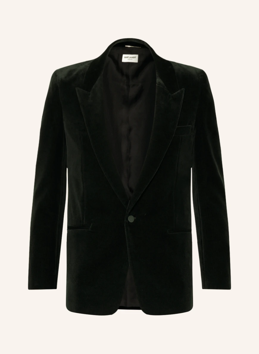 SAINT LAURENT Samtsakko Regular Fit in dunkelgrün