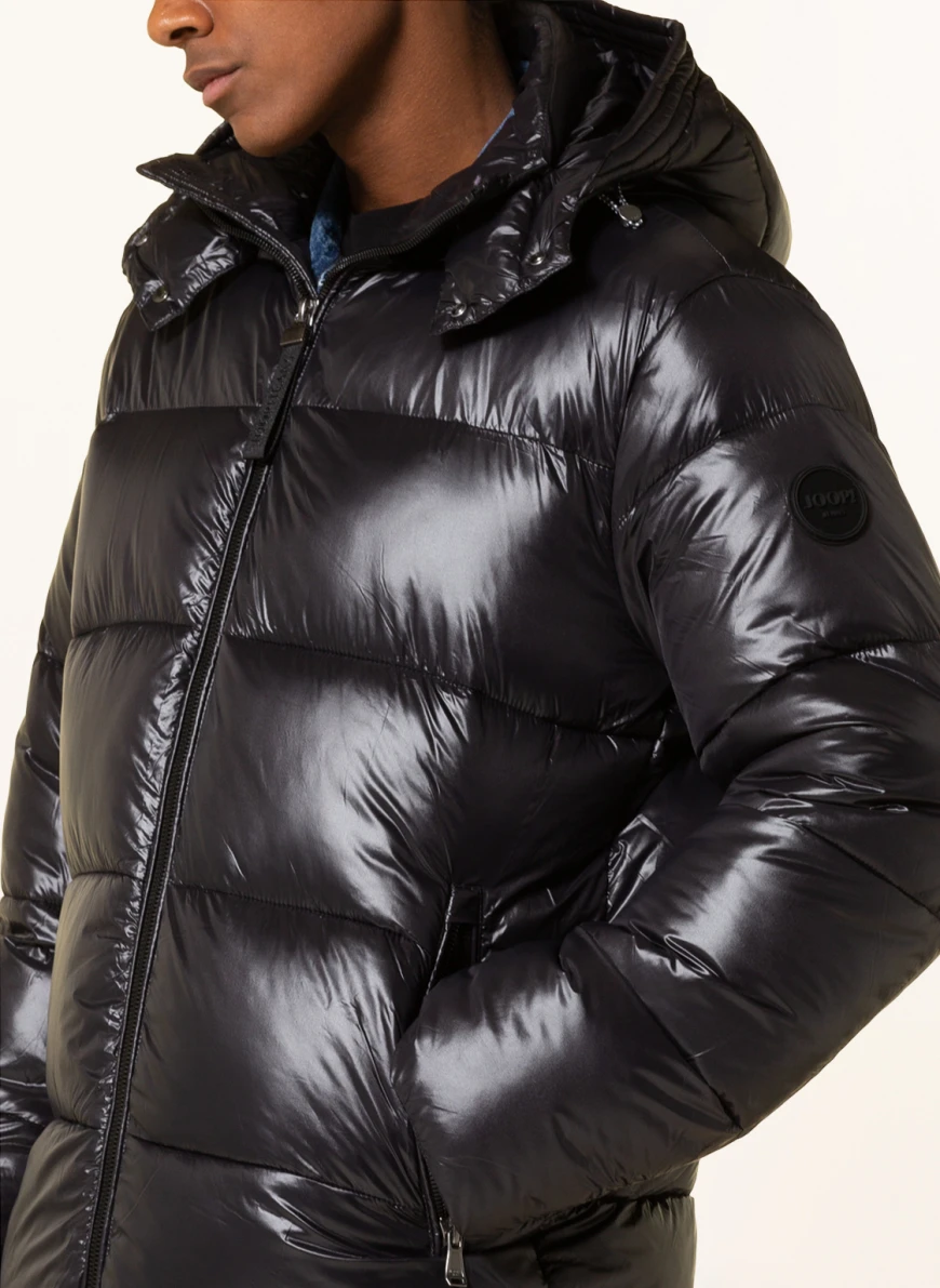 JOOP! JEANS Steppjacke JOSHAS mit abnehmbarer Kapuze in schwarz SV9916