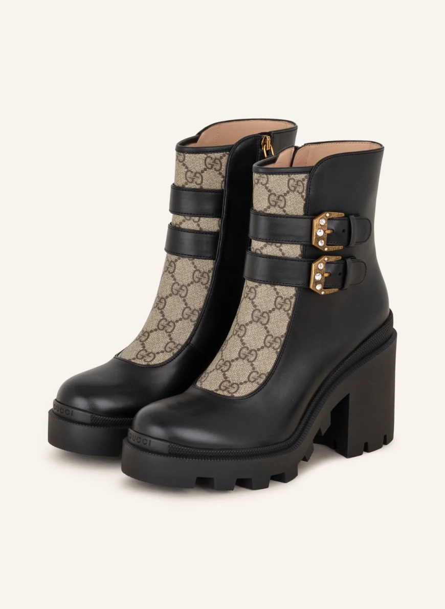 GUCCI Stiefeletten in 1182 black/nero/beige-ebo