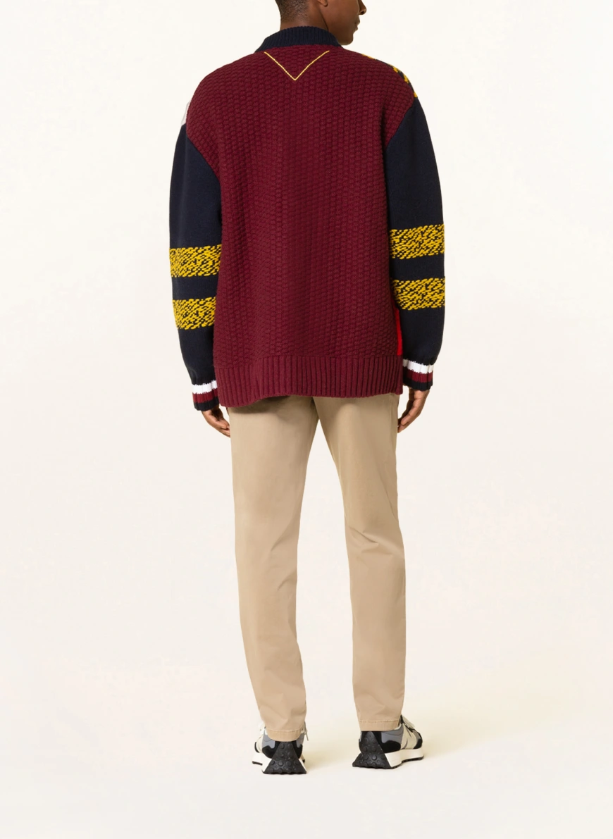 TOMMY HILFIGER Oversized-Strickjacke LETTERMAN in dunkelblau/ dunkelrot/ weiss JE10656