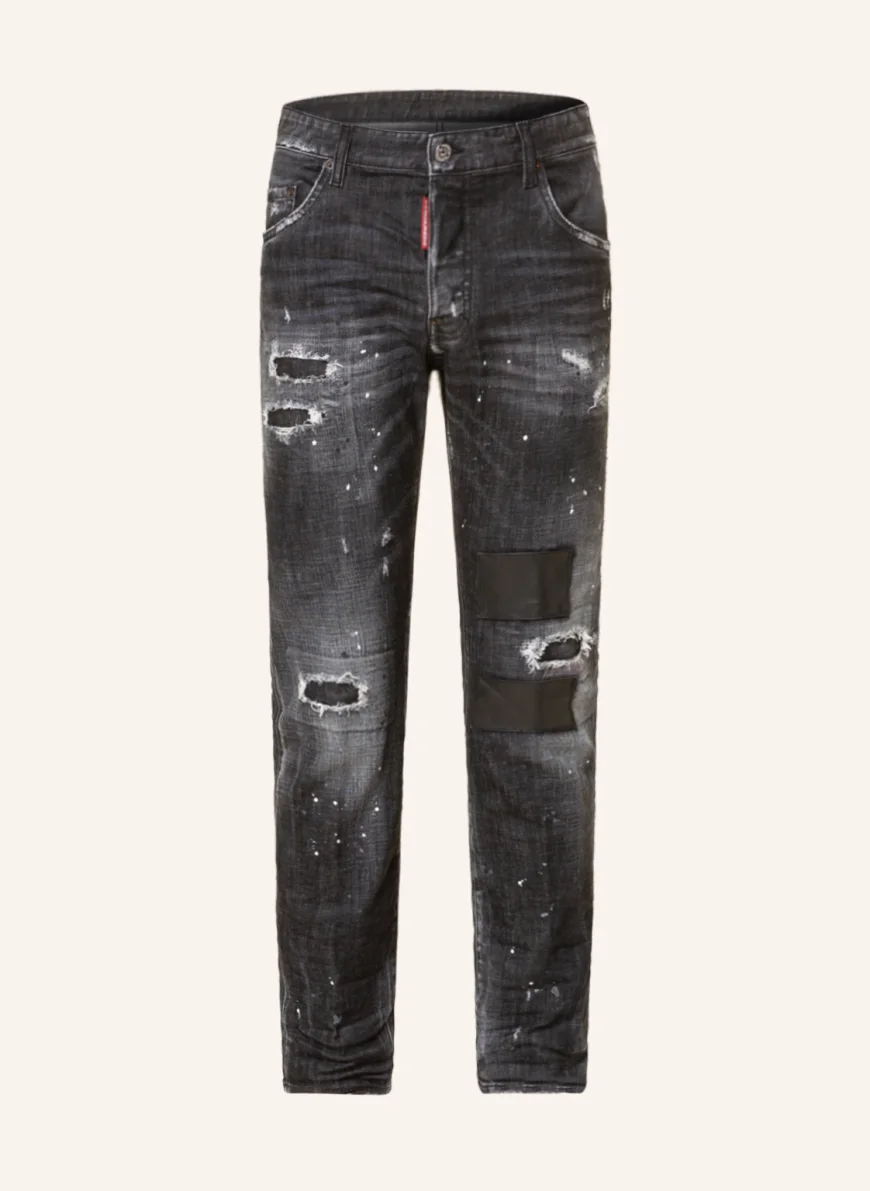 DSQUARED2 Destroyed Jeans SKATER Extra Slim Fit in 900 black