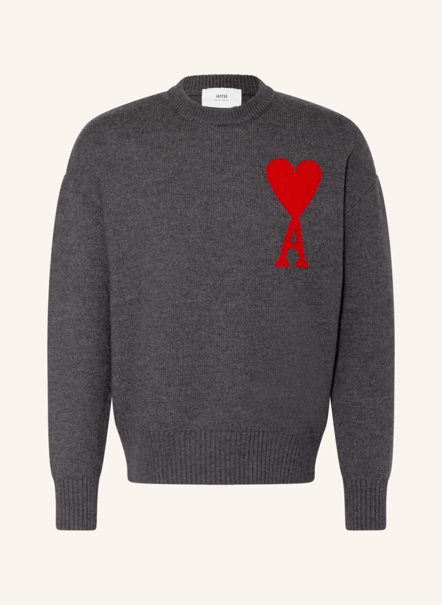 AMI PARIS Pullover in dunkelgrau/ rot