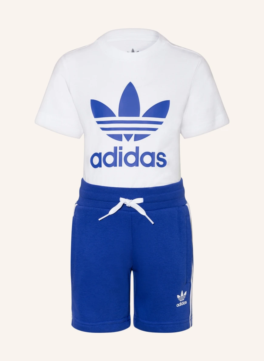 adidas Originals Set: T-Shirt und Shorts in weiss/ blau