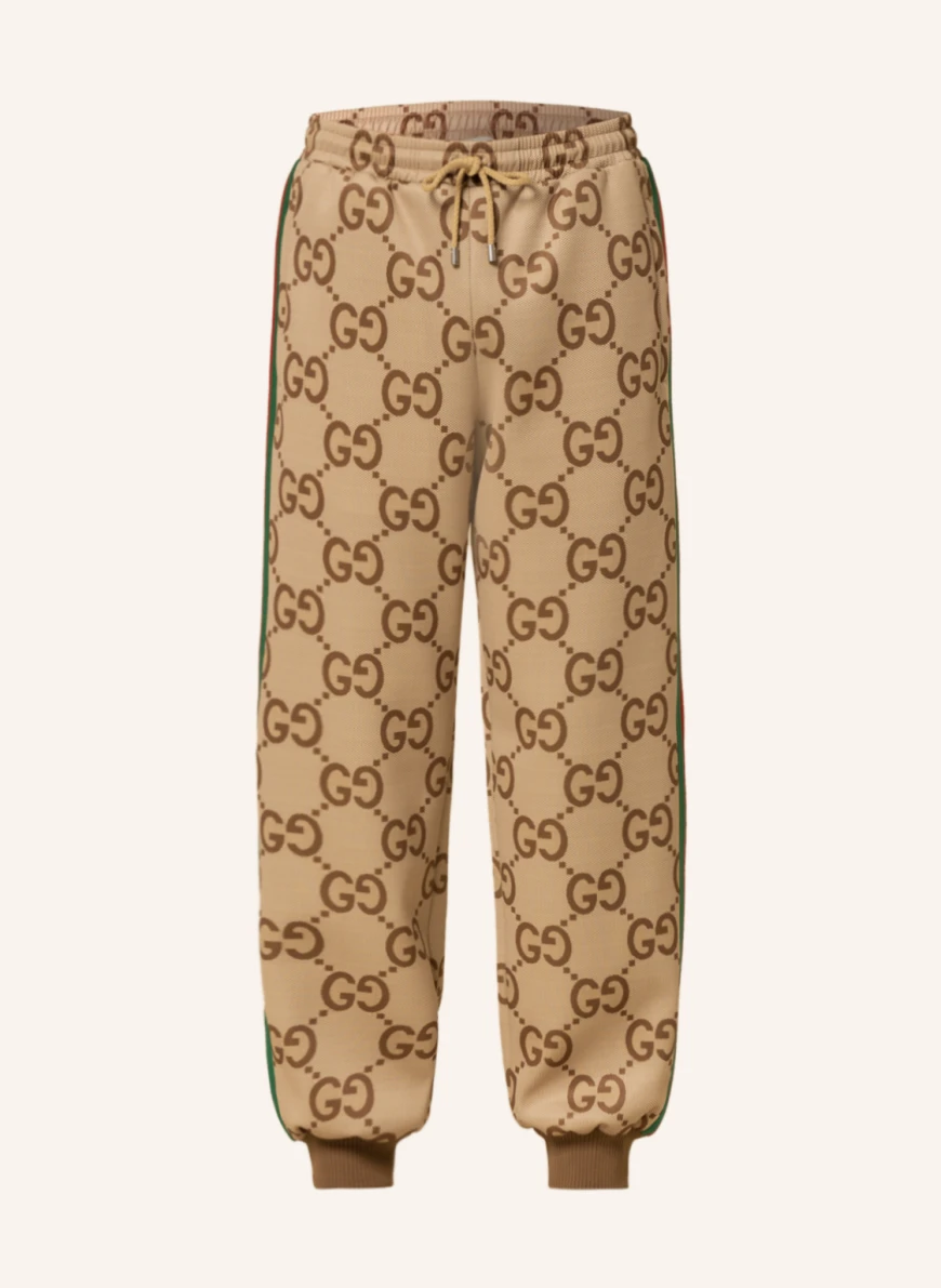 GUCCI Hose im Jogging-Stil mit Galonstreifen in 2270 beige/ebony/mc