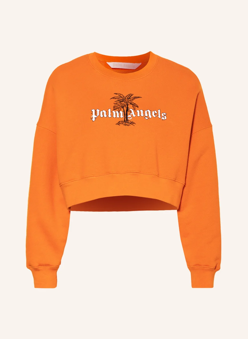 Palm Angels Cropped-Sweatshirt in orange
