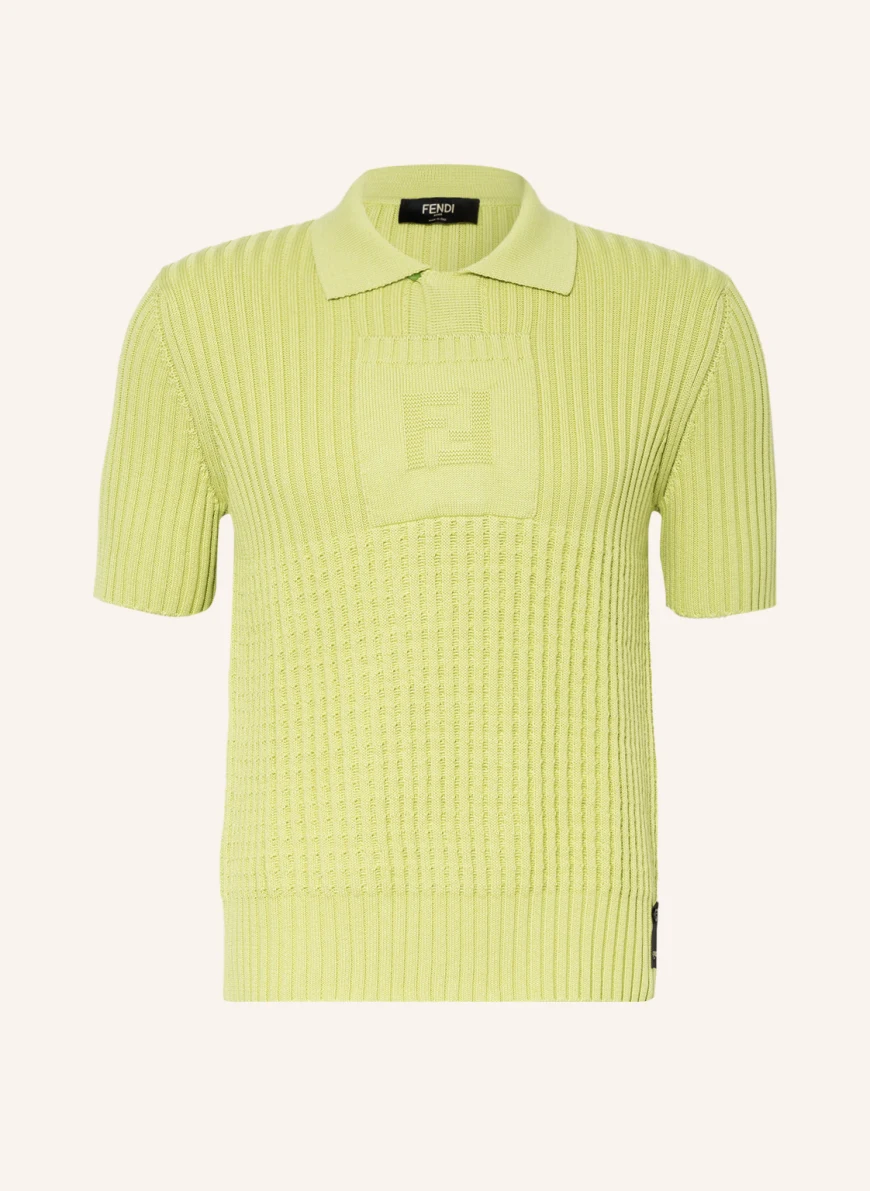 FENDI Strick-Poloshirt in hellgrün