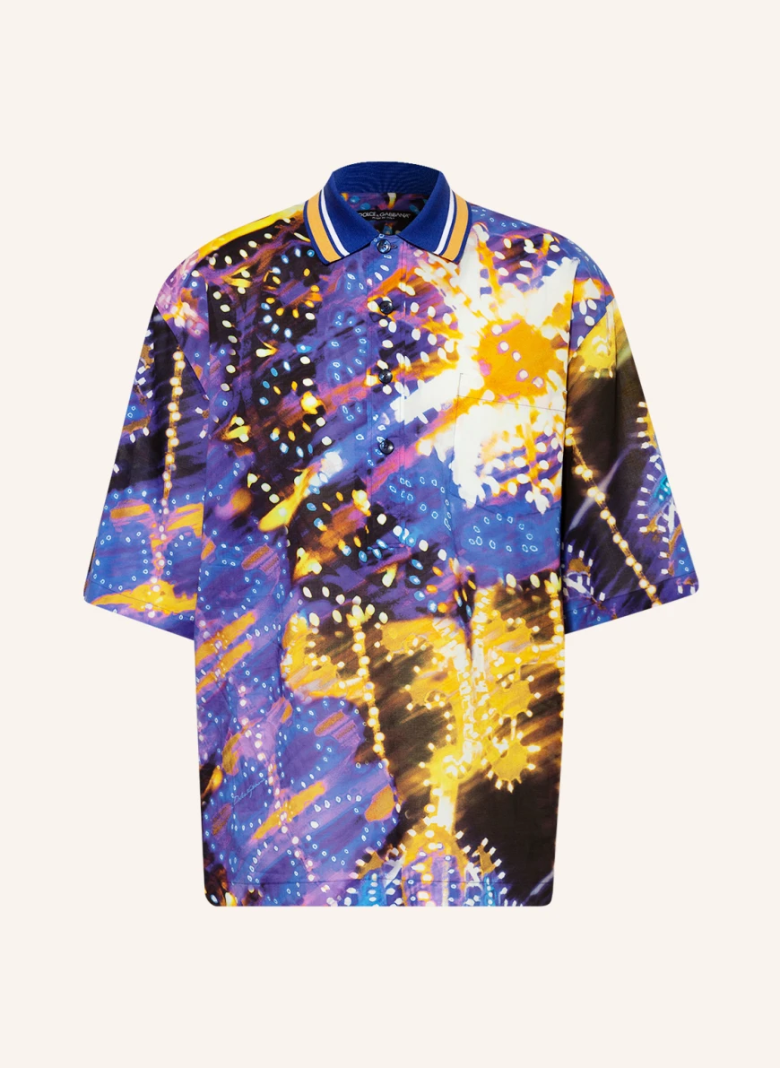 DOLCE & GABBANA Polohemd Comfort Fit in blau/ lila/ gelb DOLCE & GABBANA Polohemd Comfort Fit in blau/ lila/ gelb
