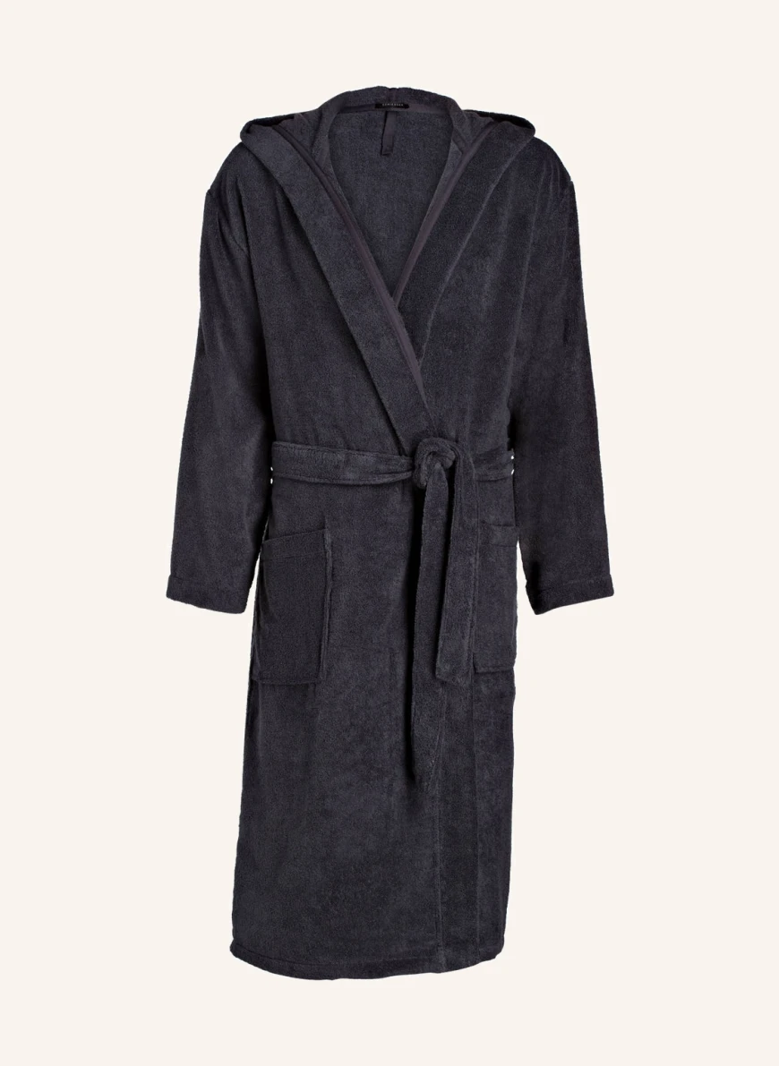 SCHIESSER Men’s bathrobe ESSENTIALS with hood ANTHRACITE