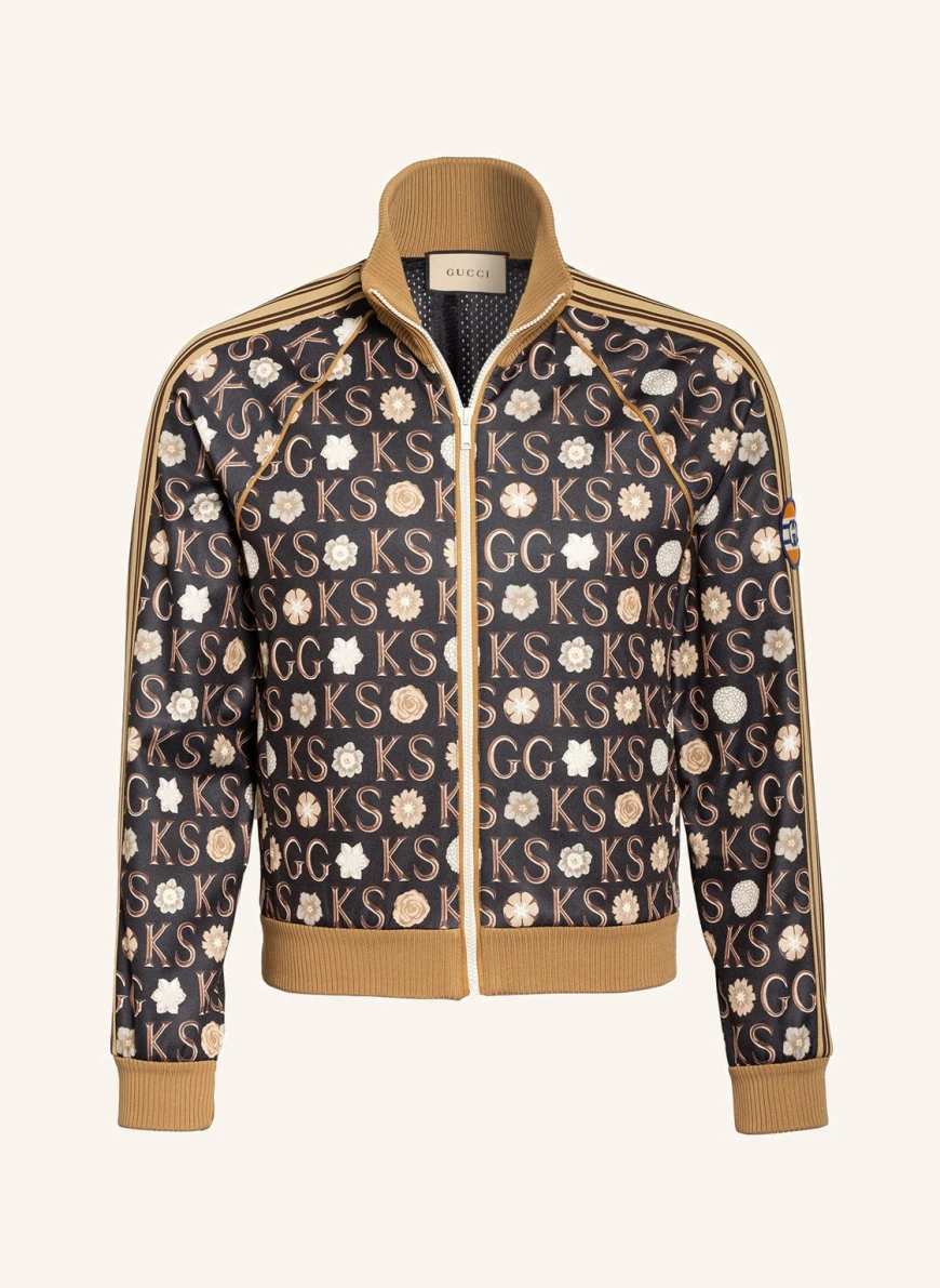 GUCCI Blouson mit Galonstreifen in schwarz/ beige/ weiss