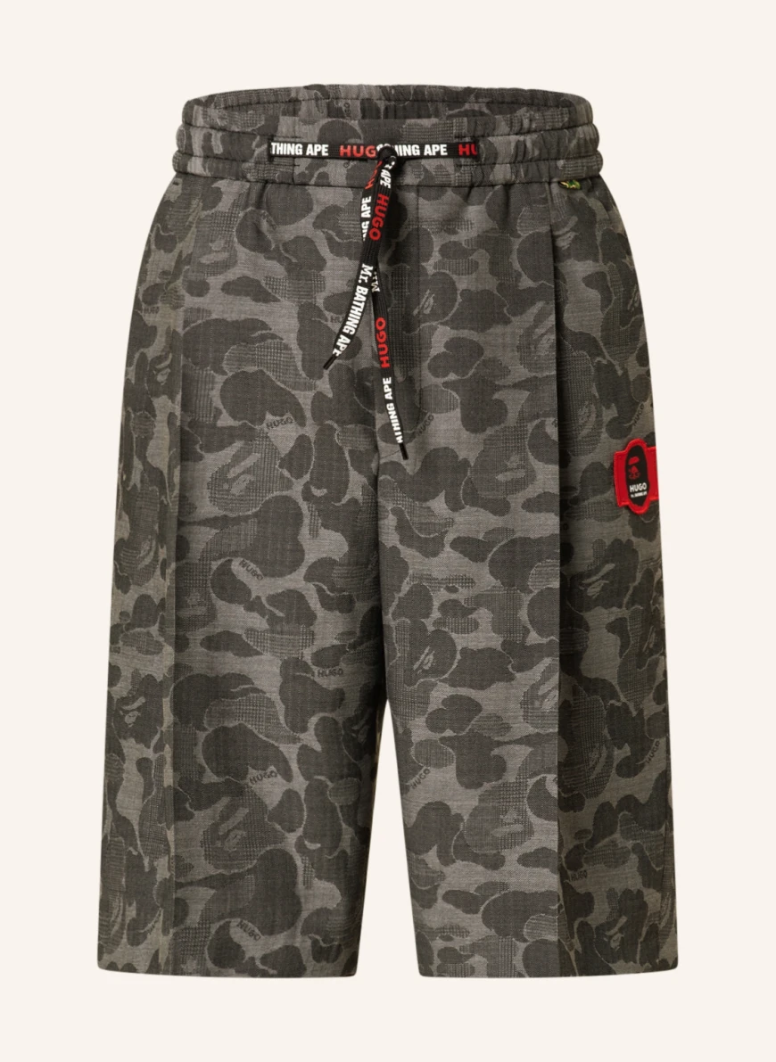HUGO Jacquard-Shorts FRAPE223 in dunkelgrau/ grau