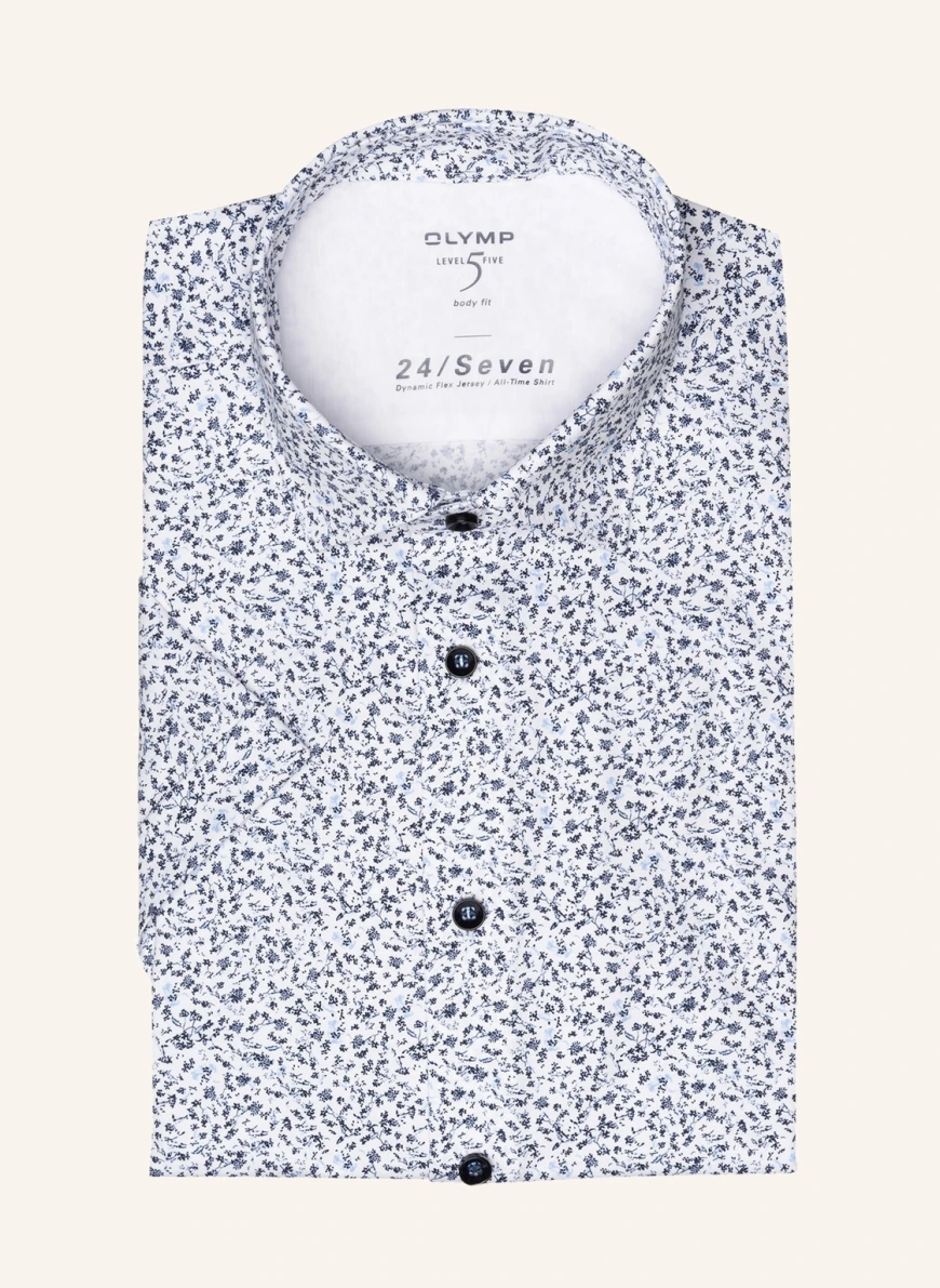 OLYMP Kurzarm-Hemd Level Five 24/Seven body fit in weiss/ blau