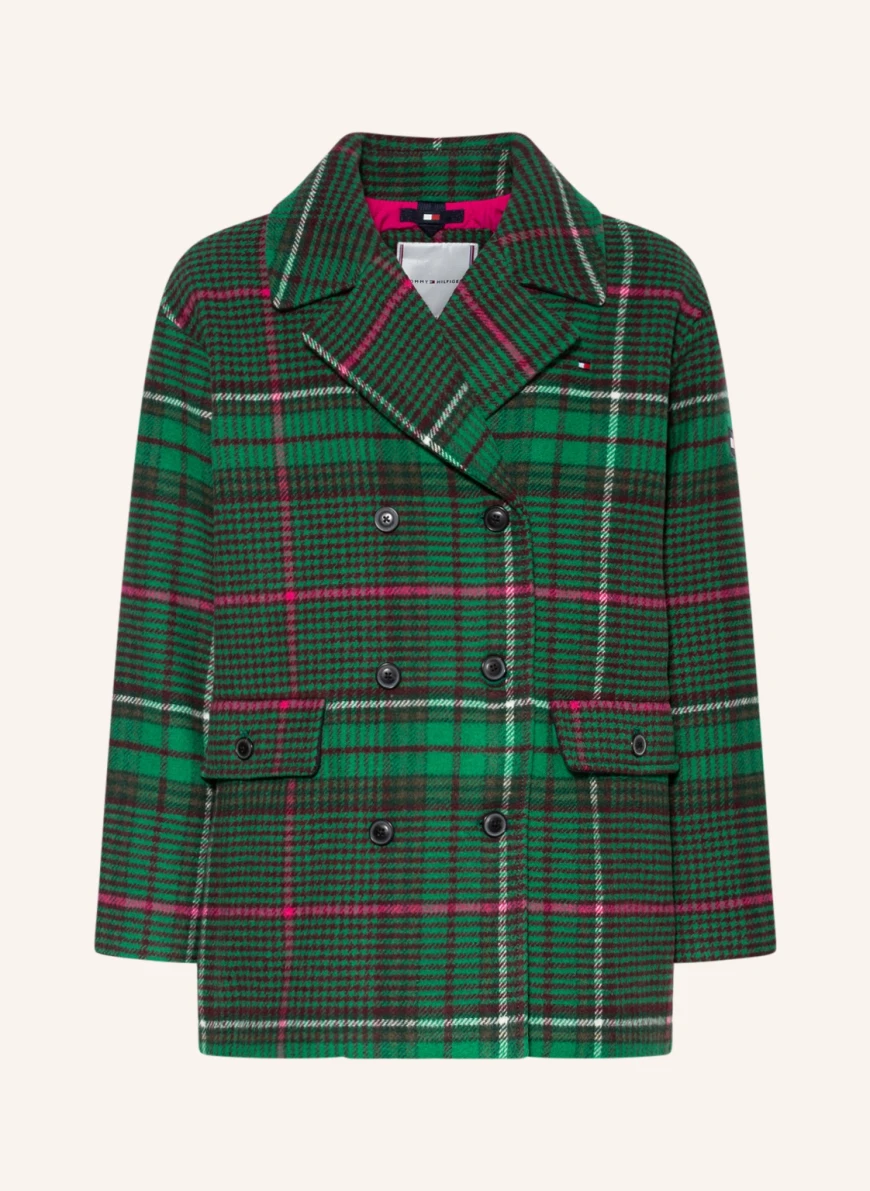 TOMMY HILFIGER Mantel in grün/ dunkelrot/ pink