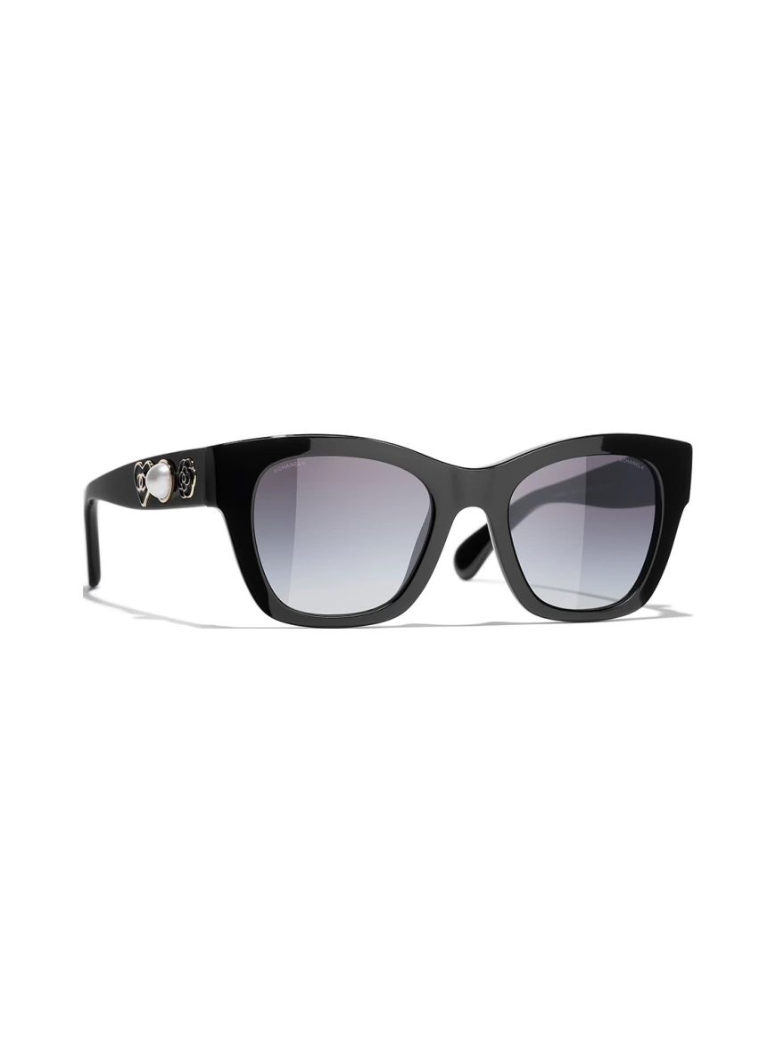 CHANEL Eckige Sonnenbrille in c622s6 schwarz/ schwarz polarisiert