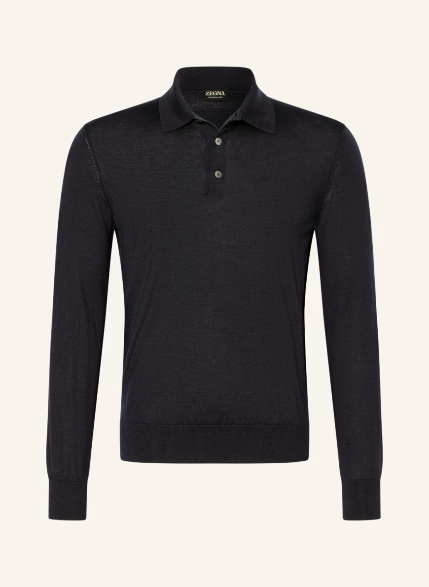 ZEGNA Knit polo shirt with silk DARK BLUE