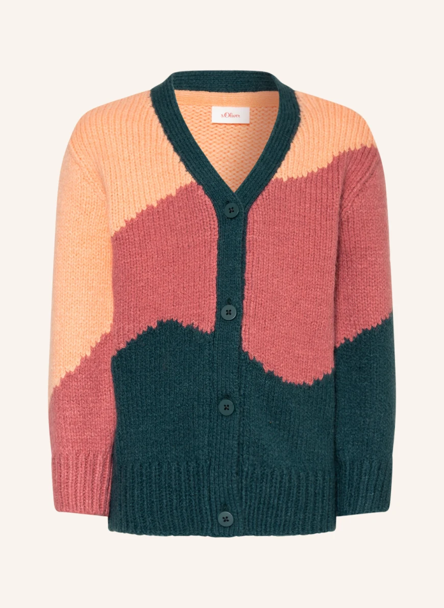 s.Oliver RED Strickjacke in hellrot/ dunkelgrün/ hellorange