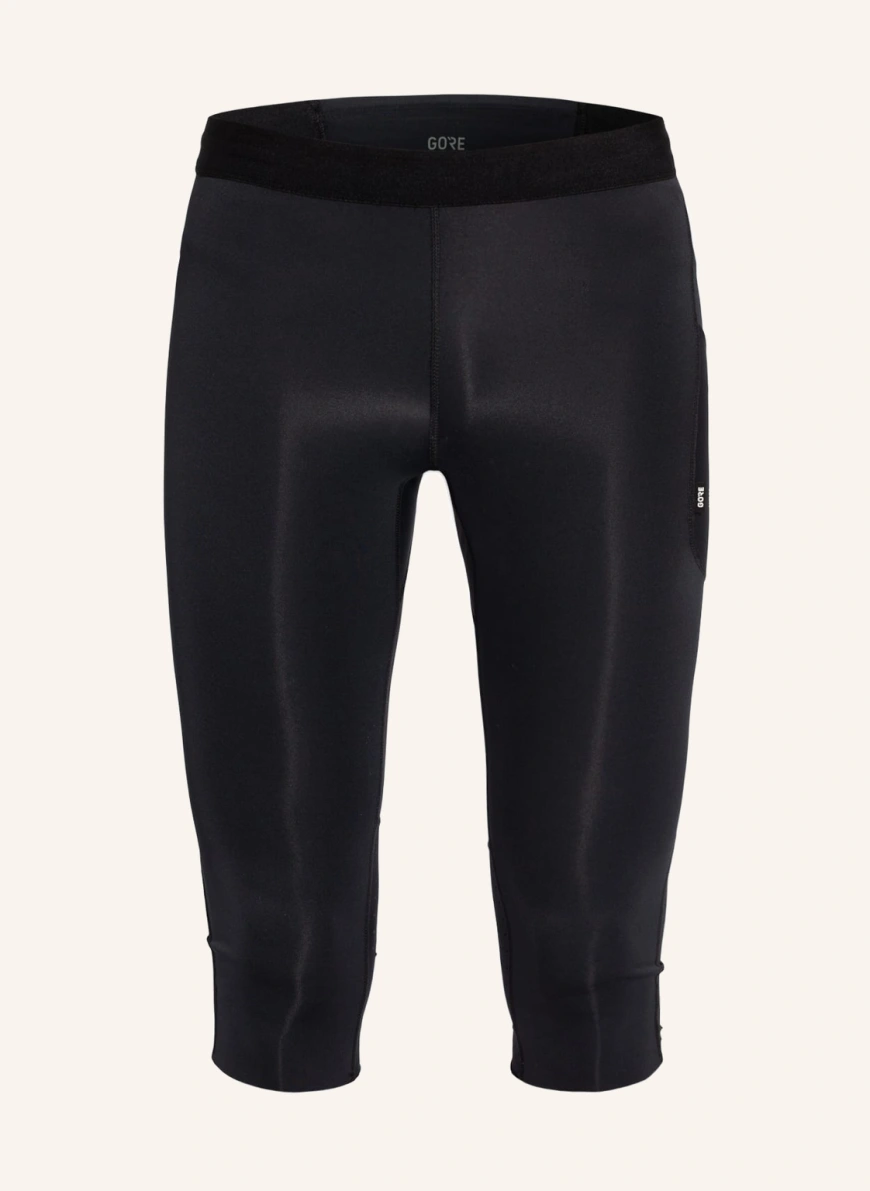 GORE RUNNING WEAR 3/4-Tights IMPULSE mit Mesh-Einsätzen in schwarz