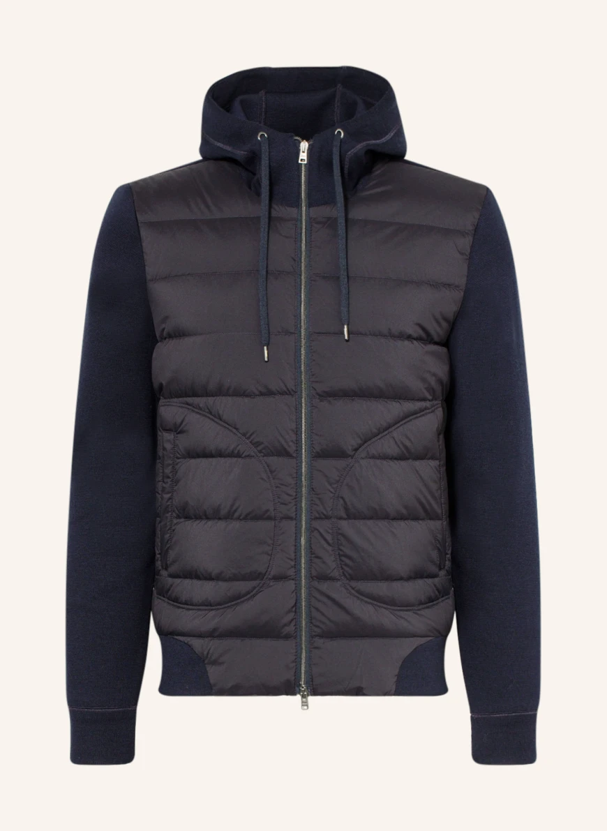 HERNO Daunenjacke im Materialmix in dunkelblau
