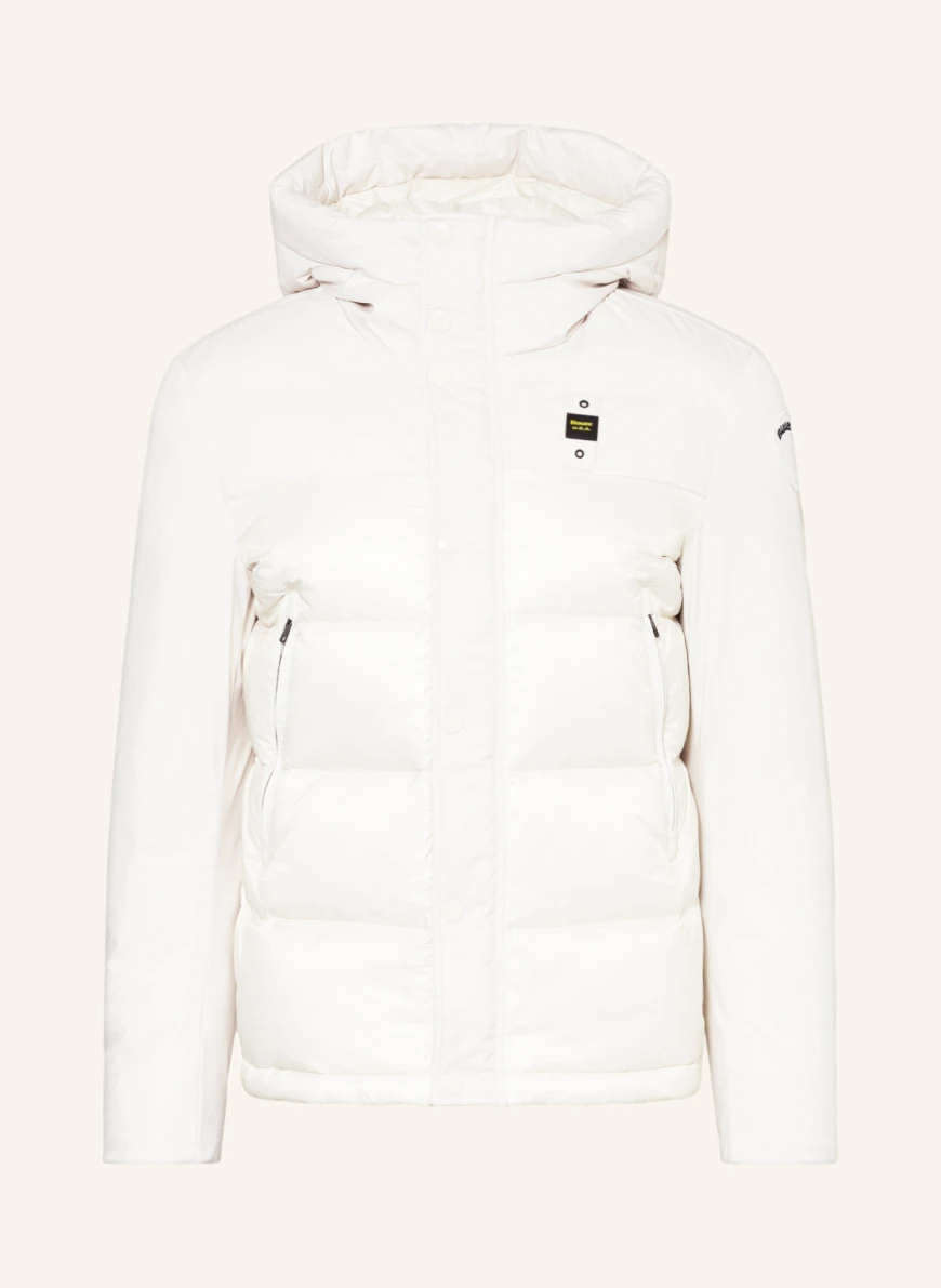 Blauer Daunenjacke in ecru