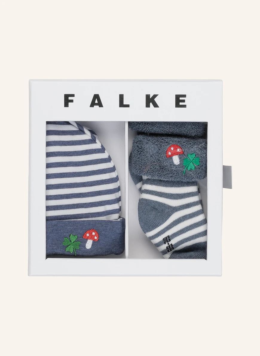 FALKE Set: Socks and cap with gift box BLUE / WHITE