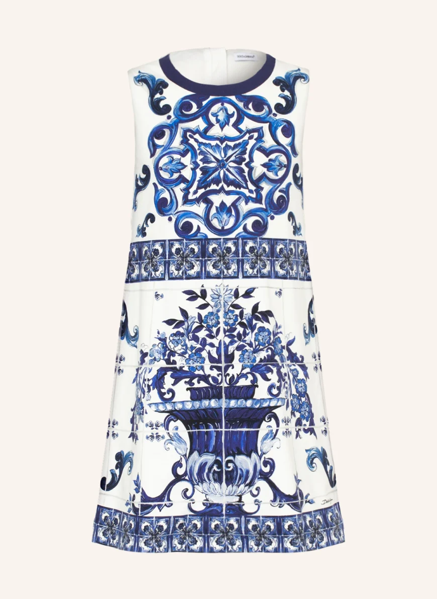 DOLCE & GABBANA Jerseykleid in weiss/ blau