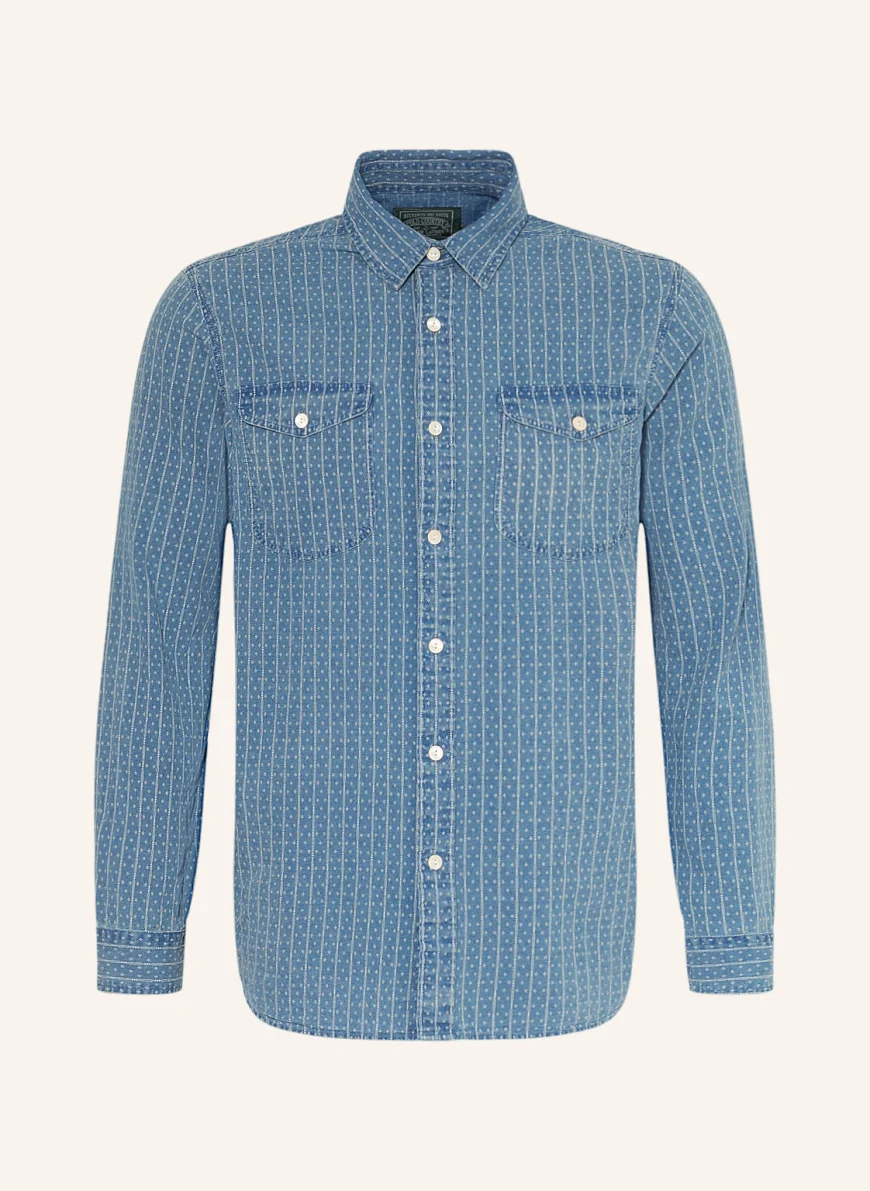 POLO RALPH LAUREN Hemd Classic Fit mit Leinen in blau/ creme