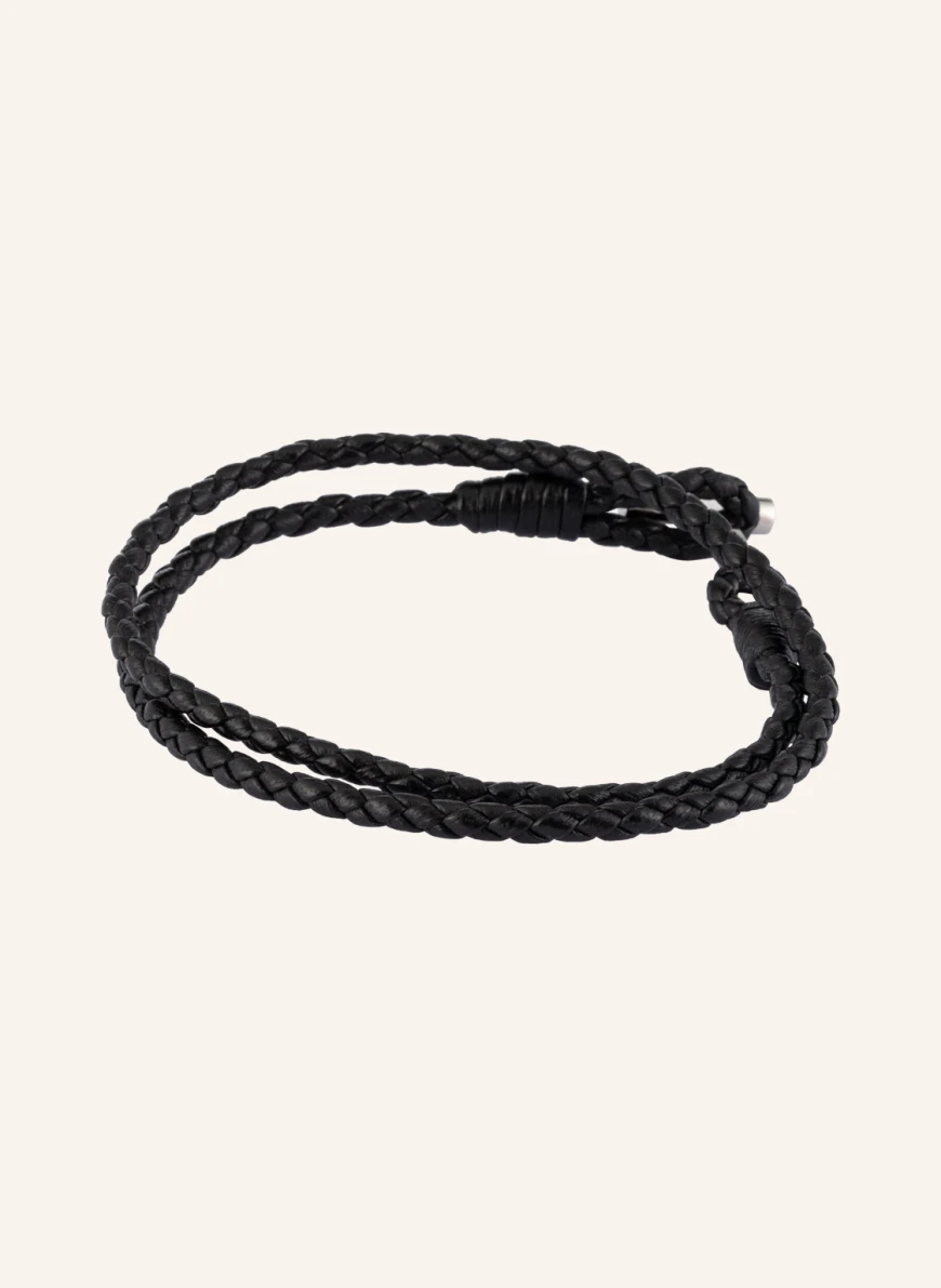 TOM FORD Lederarmband in schwarz/ silber