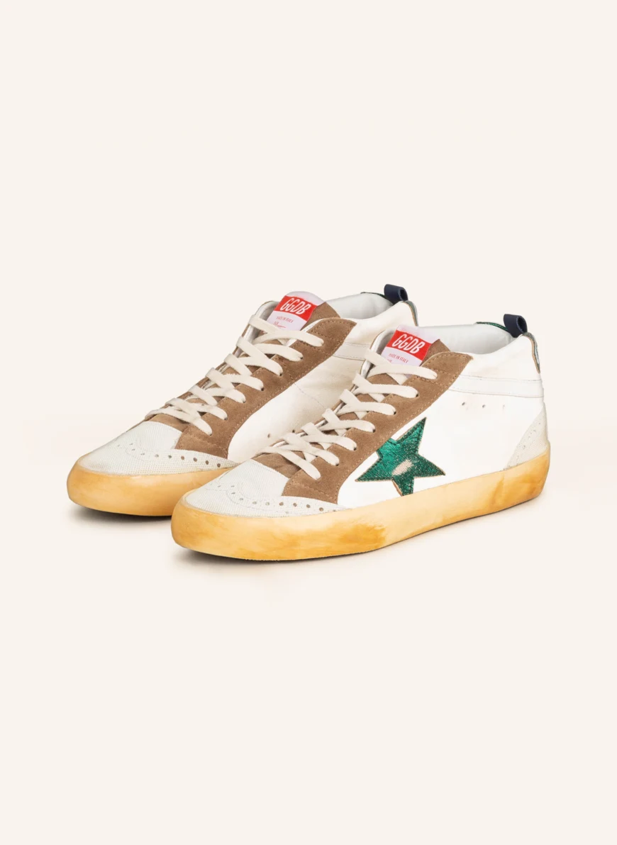 GOLDEN GOOSE Hightop-Sneaker MID STAR CLASSIC in weiss/ hellbraun/ grün