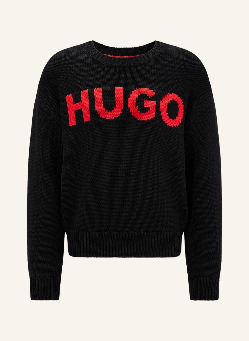 HUGO Pullover SLOGONON in schwarz/ rot