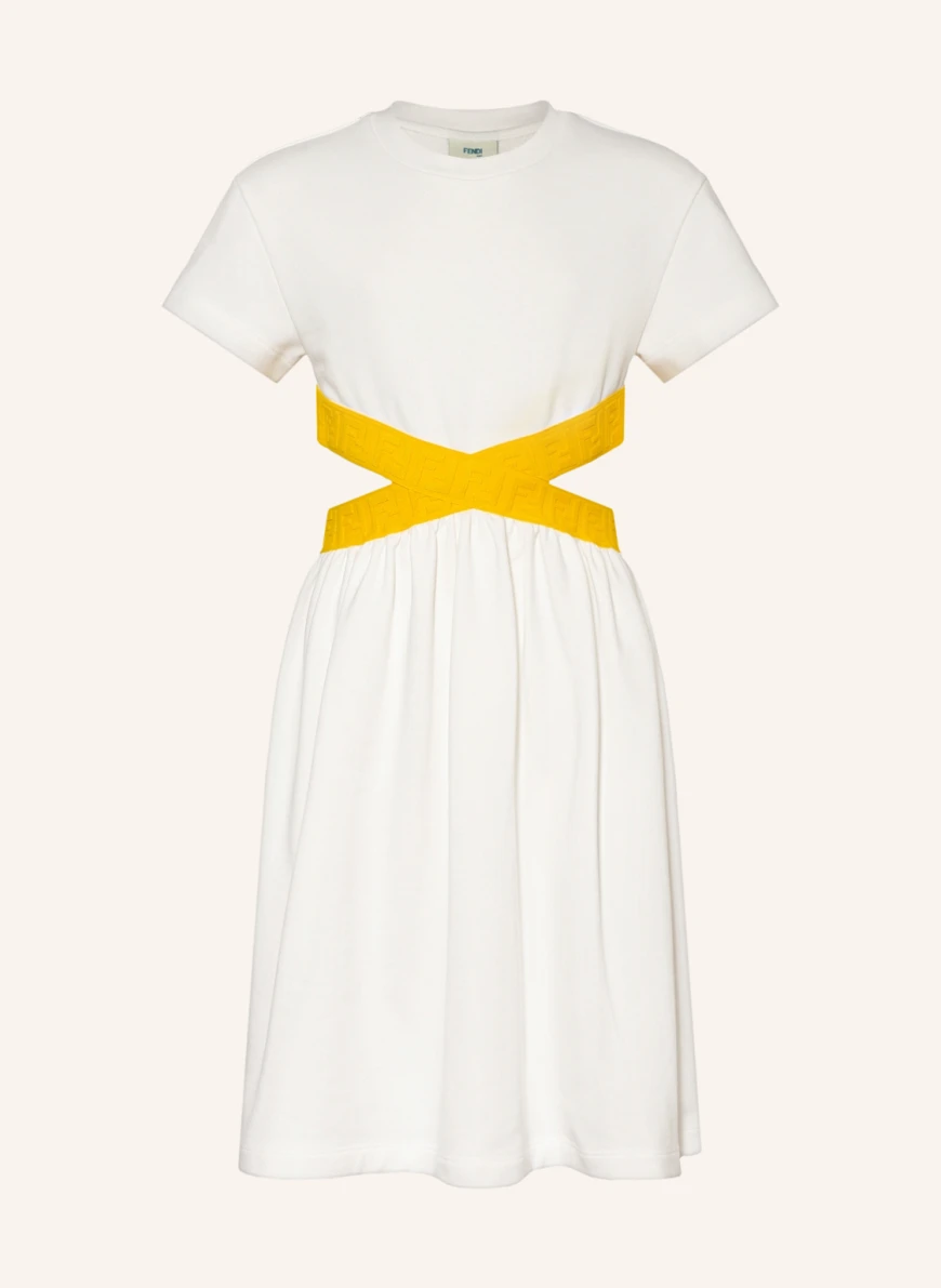 FENDI Sweatkleid in gelb/ weiss