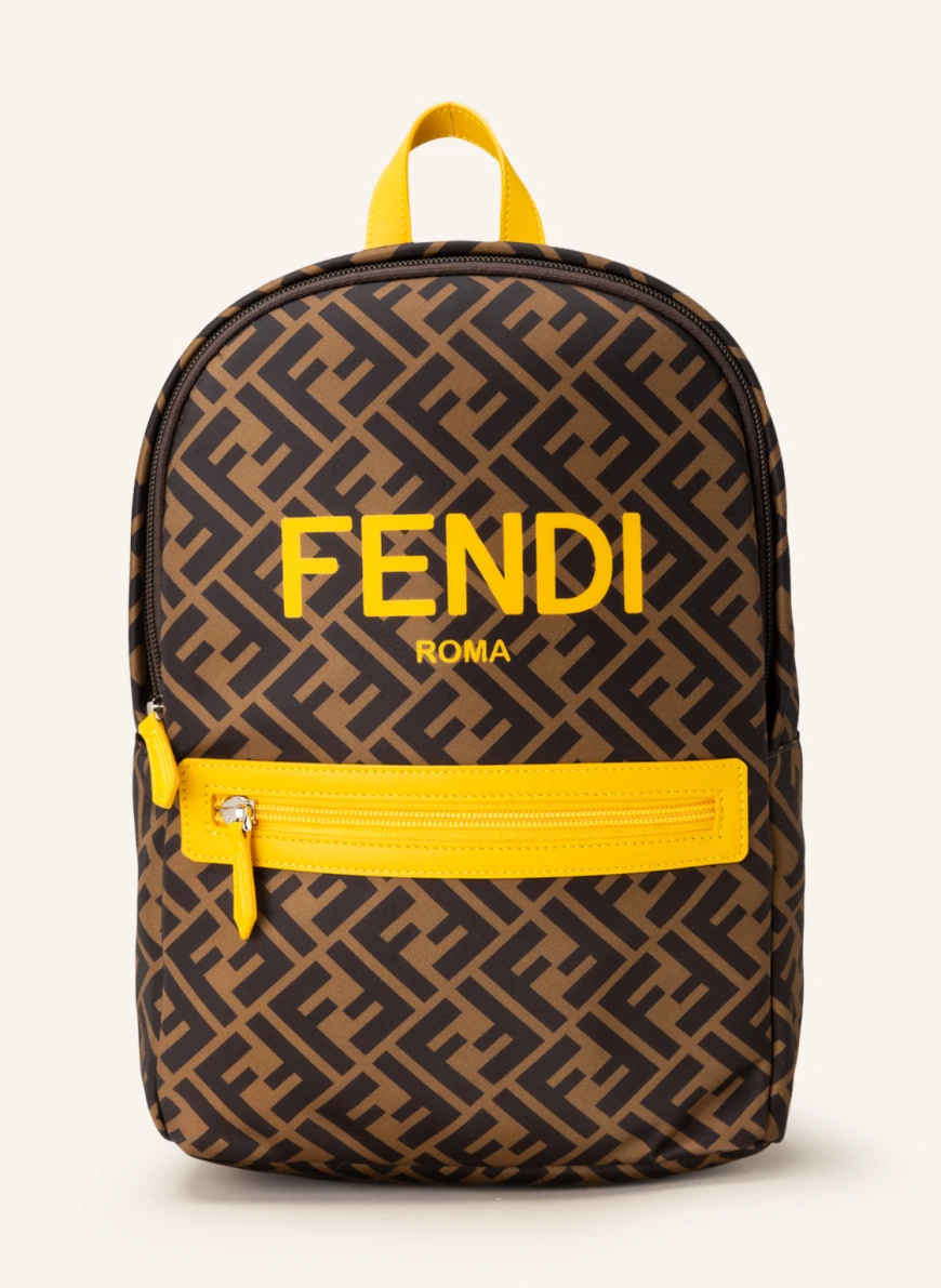 FENDI Rucksack in schwarz/ braun/ gelb