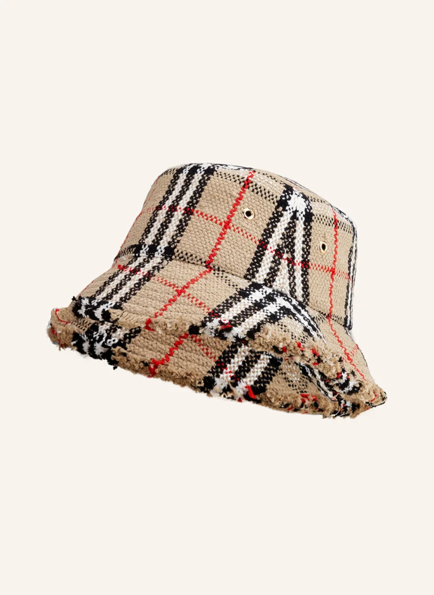 BURBERRY Bucket-Hat in camel/ schwarz/ rot