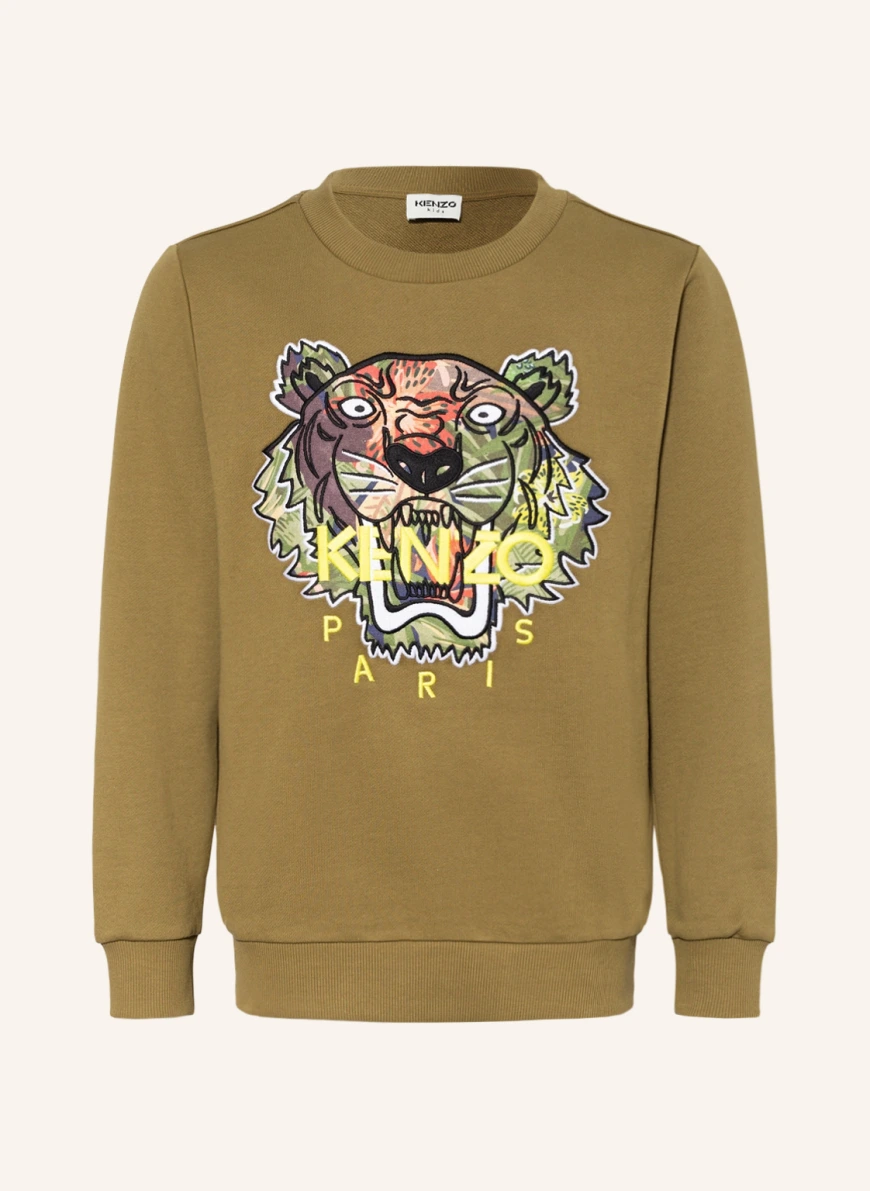 KENZO Sweatshirt TIGER in grün/ braun/ weiss