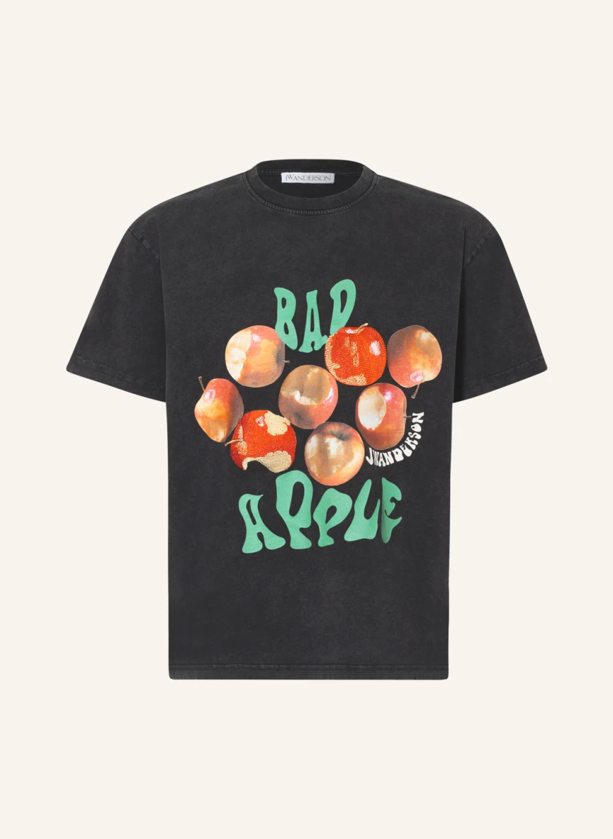 JW ANDERSON T-Shirt BAD APPLE mit Stickereien in schwarz