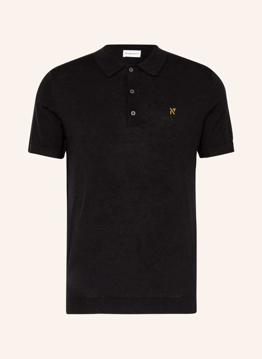 NOWADAYS Strick-Poloshirt mit Seide in schwarz