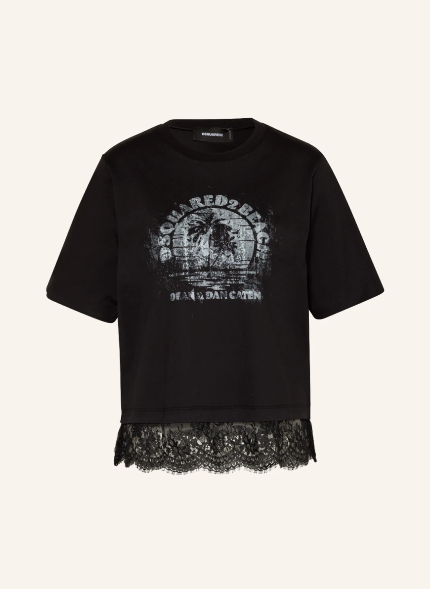 DSQUARED2 T-Shirt mit Spitze in schwarz/ grau/ hellgrau